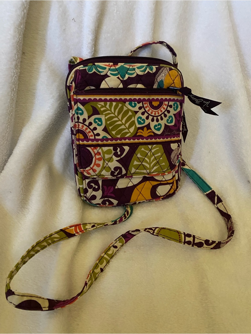Vera Bradley Purple Multi Patterned Quilted Crossbody